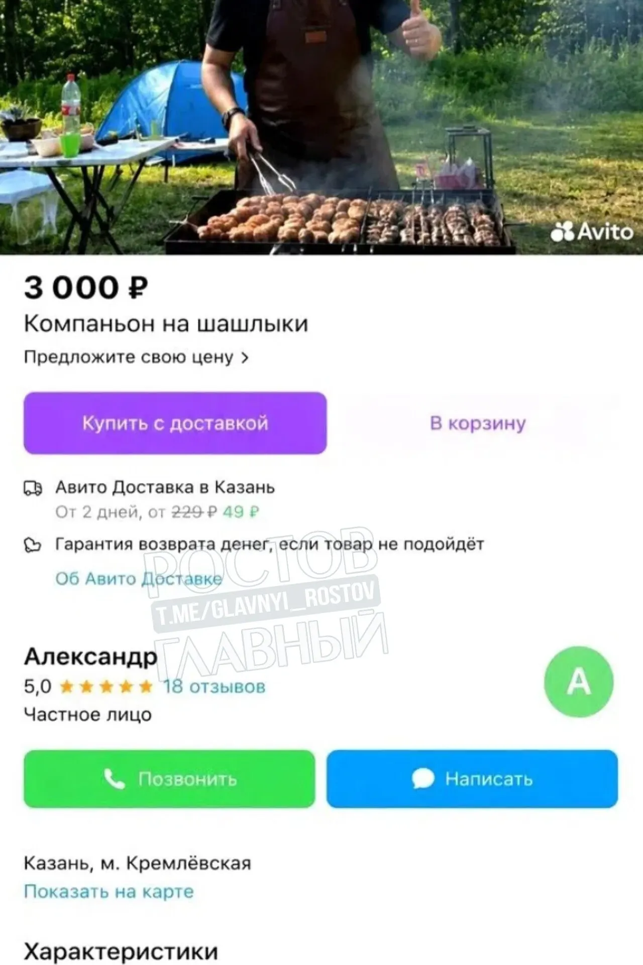 За ~3 000 ₽ можно нанять человека, который пожарит мясо, поддержит разговор, поднимет тост и при желании сыграет на гитаре; спрос на услугу за год увеличился в 3,4 раза.
